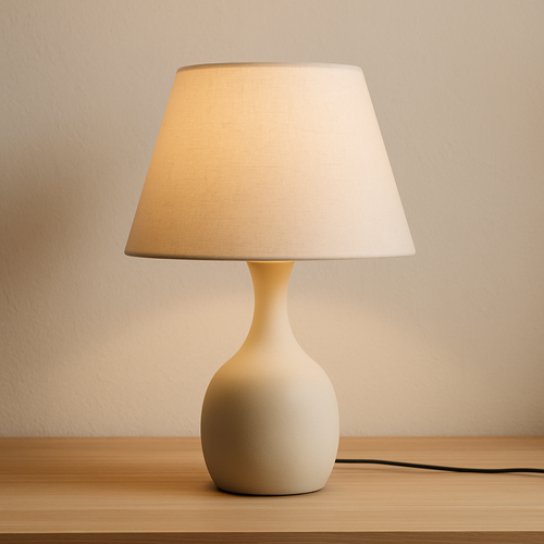 John – Minimalist ceramic table lamp in warm beige